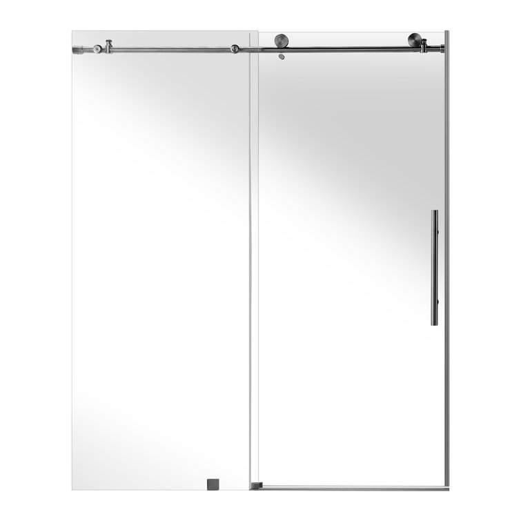 76" x 60" Frameless Sliding Shower Door with Clear Tempered Glass and Chrome Finish