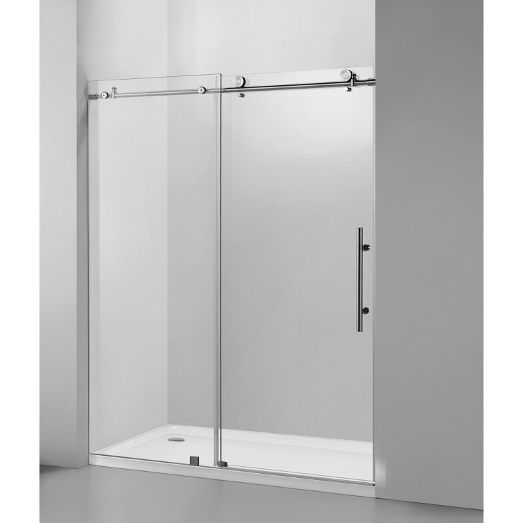 76 in. x 60 in. Frameless Sliding Shower Door with Clear Tempered Glass
