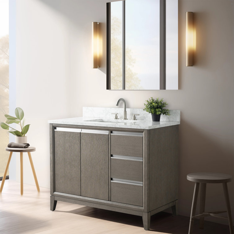Driftwood Gray 42" Single Sink Bathroom Vanity with Marble Top
