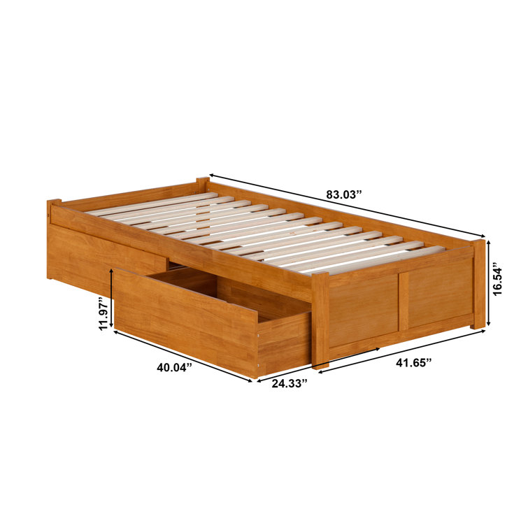 Light Toffee Twin XL Wood Platform Bed with Storage Drawers