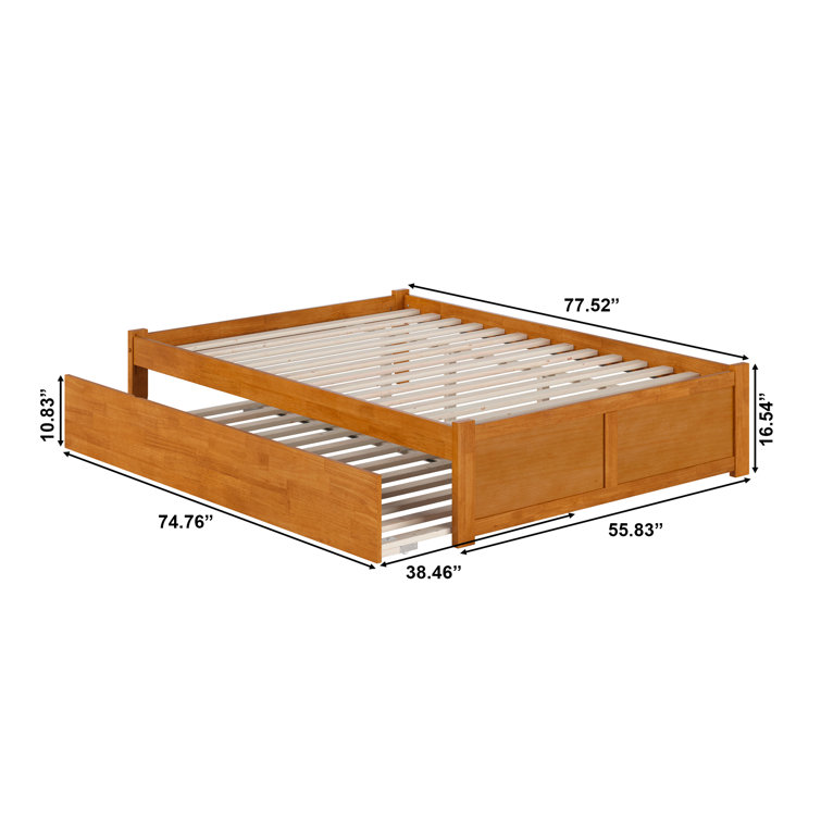 Light Toffee Full Wood Platform Bed with Slats