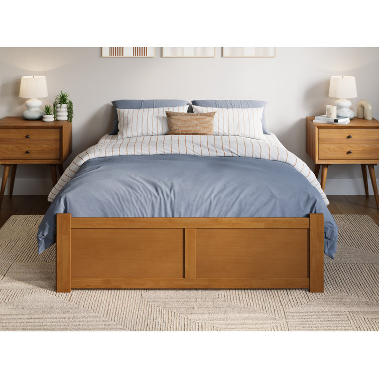 Light Toffee Full Wood Platform Bed with Slats