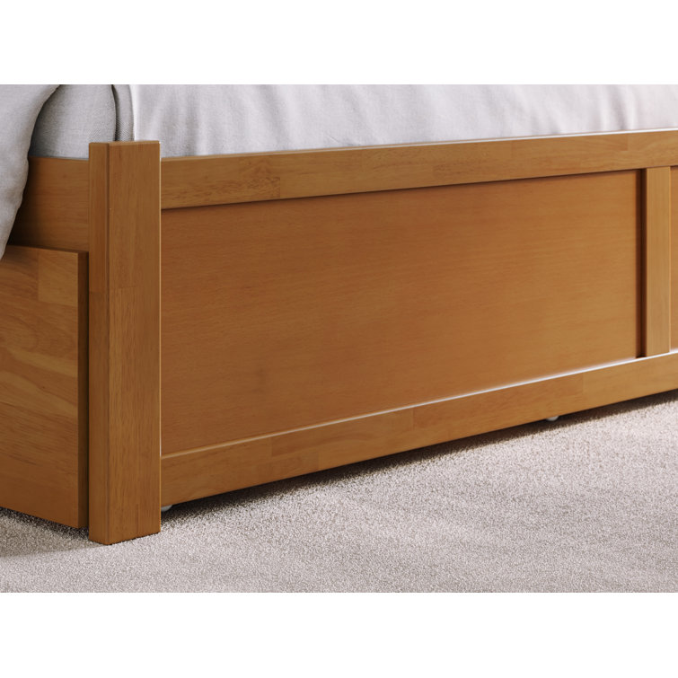 Light Toffee King Wood Platform Bed with Storage Drawers