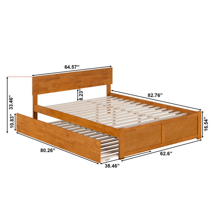 Light Brown Queen Wood Platform Bed with Storage Drawer