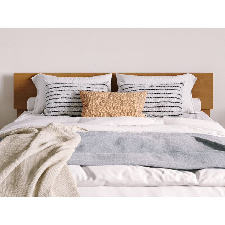 Light Brown Queen Wood Platform Bed with Storage Drawer