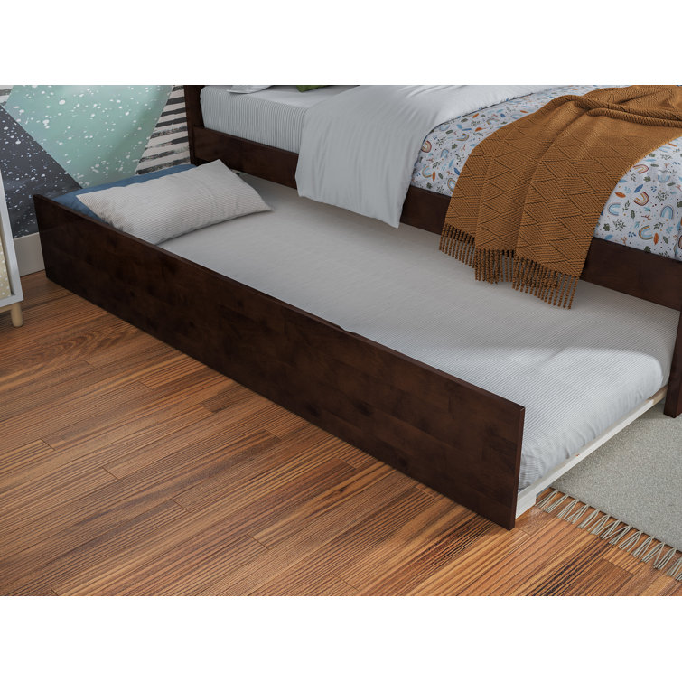 Nantucket Walnut Twin Wood Platform Bed with Trundle