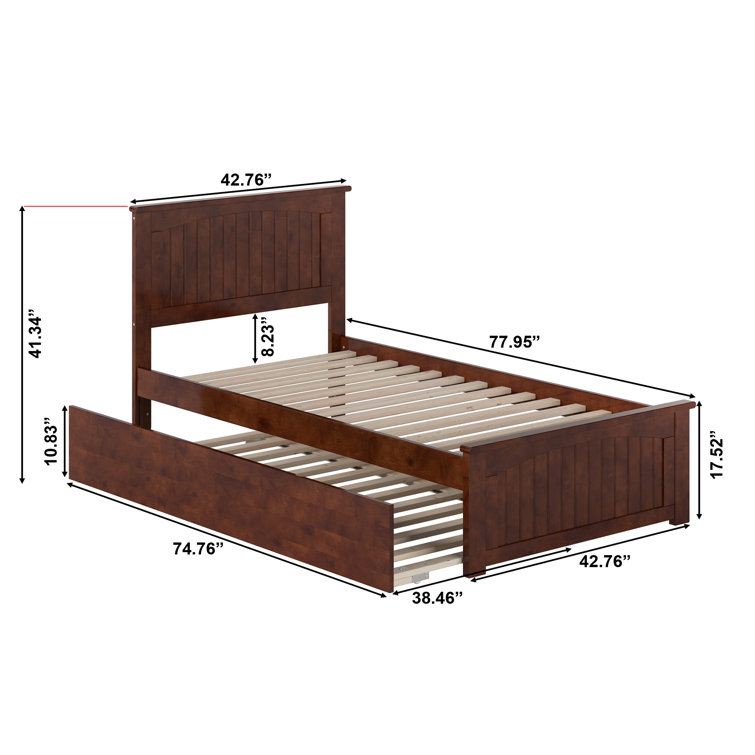 Nantucket Walnut Twin Wood Platform Bed with Trundle