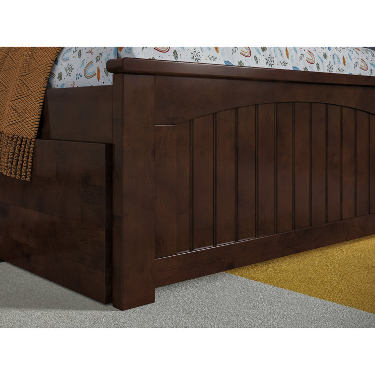 Nantucket Walnut Twin Wood Platform Bed with Trundle