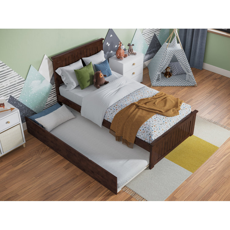 Nantucket Walnut Twin Wood Platform Bed with Trundle