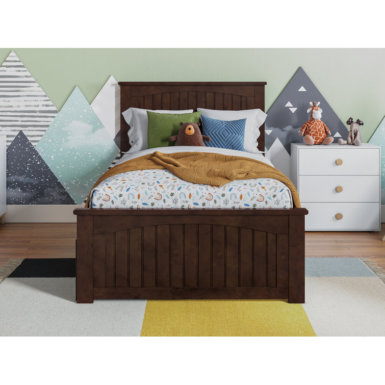 Nantucket Walnut Twin Wood Platform Bed with Trundle