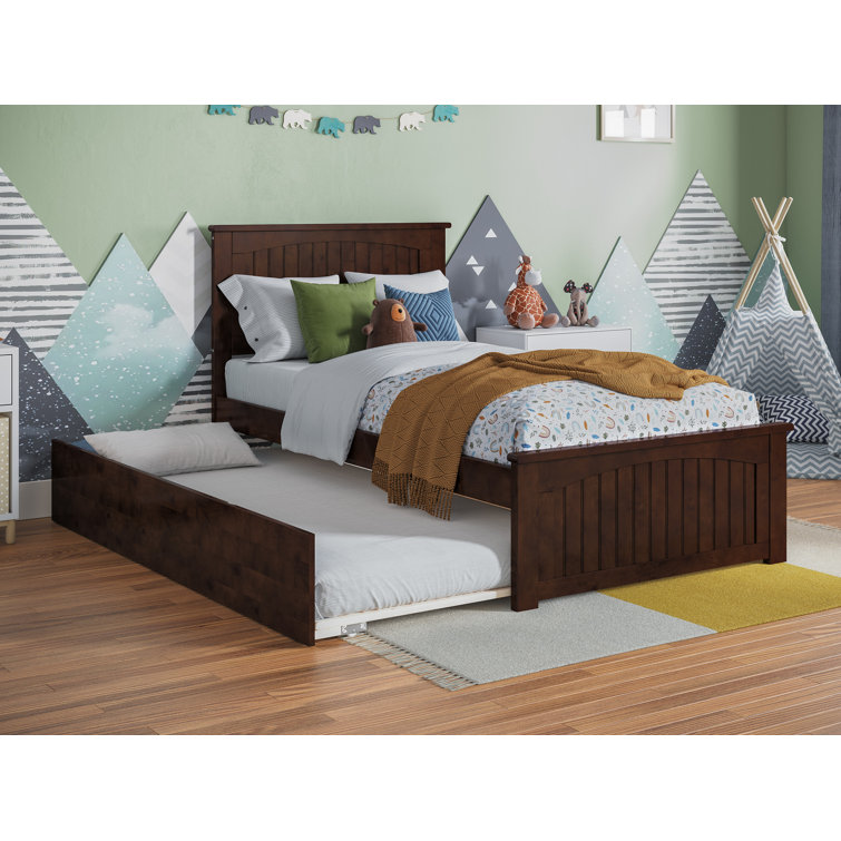 Nantucket Walnut Twin Wood Platform Bed with Trundle