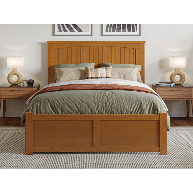 Nantucket Light Toffee Full Wood Platform Bed with Storage Drawers