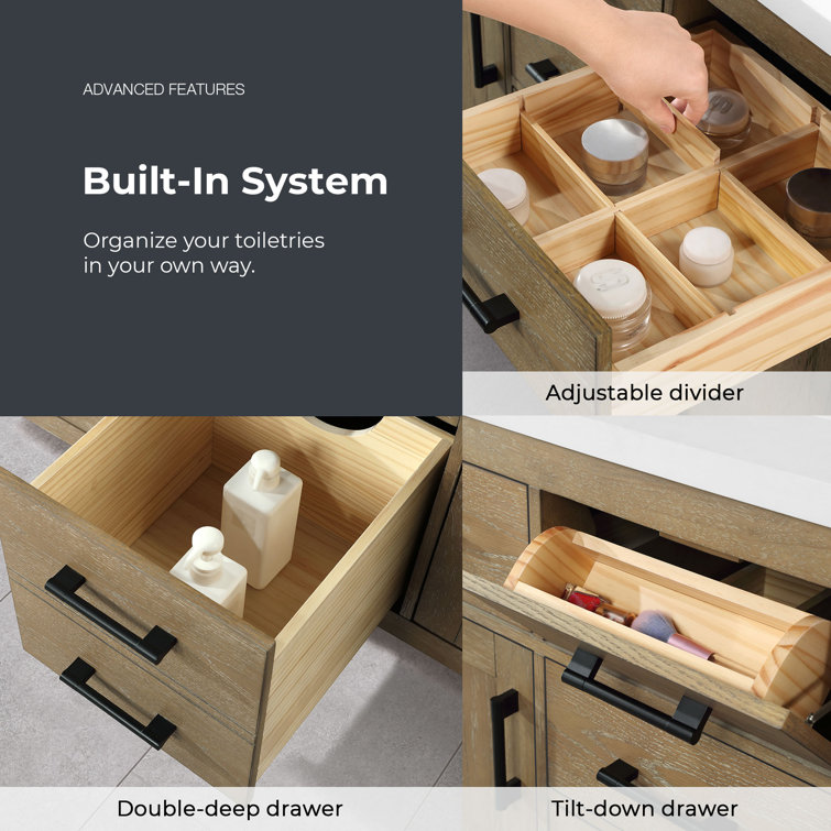 Bailey 48" Driftwood Oak Single Bathroom Vanity with Quartz Top