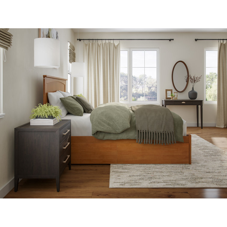 Nantucket Light Toffee Queen Wood Platform Bed with Storage Drawers
