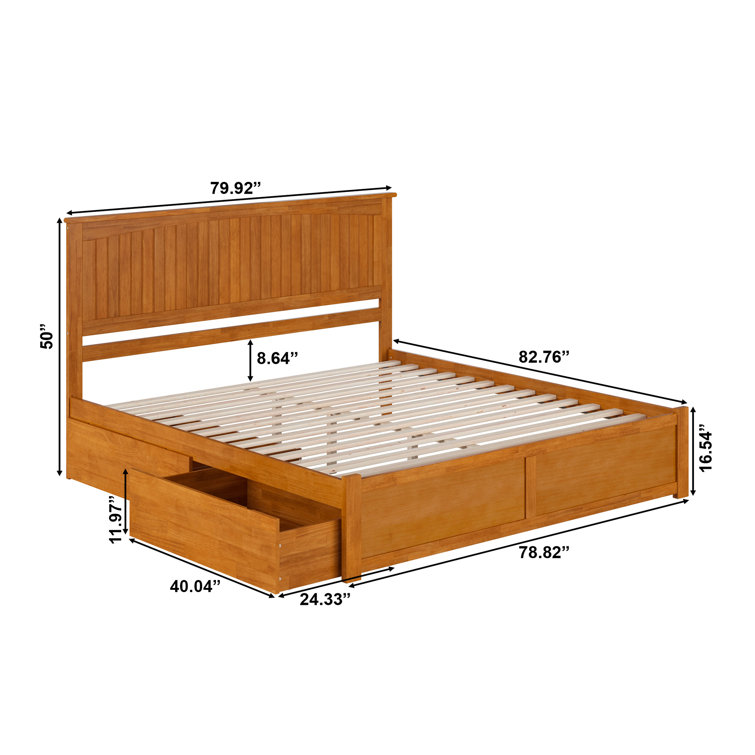 Nantucket Light Toffee King Wood Platform Bed with Storage Drawers