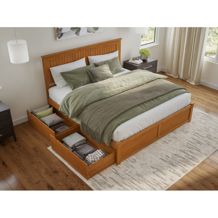 Nantucket Light Toffee King Wood Platform Bed with Storage Drawers