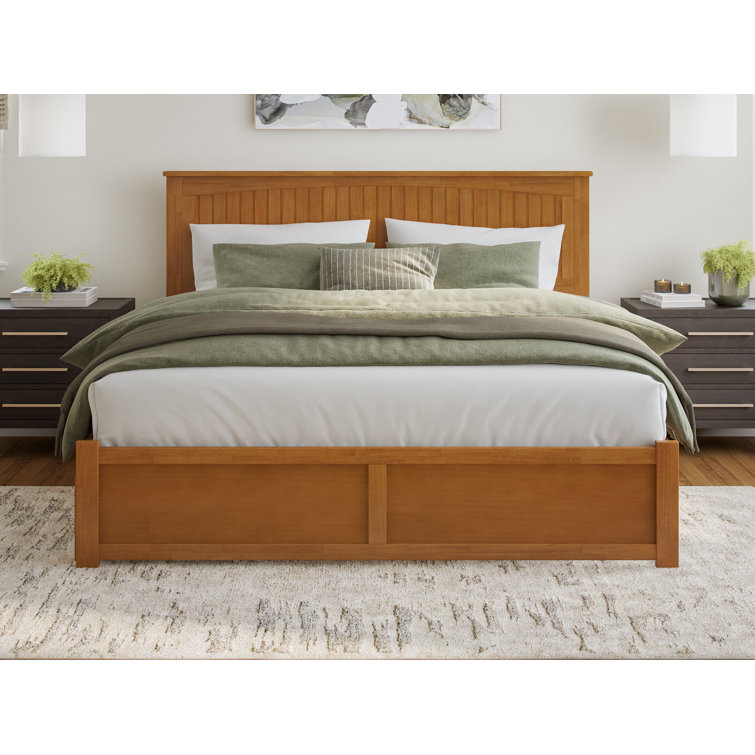 Nantucket Light Toffee King Wood Platform Bed with Storage Drawers