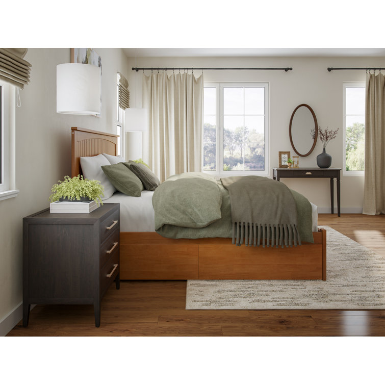 Nantucket Light Toffee King Wood Platform Bed with Storage Drawers