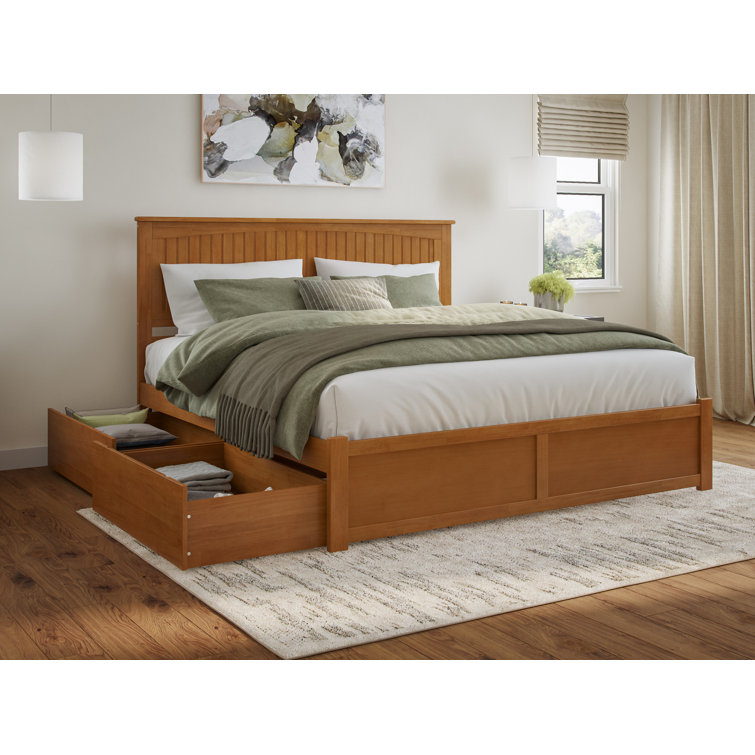 Nantucket Light Toffee King Wood Platform Bed with Storage Drawers