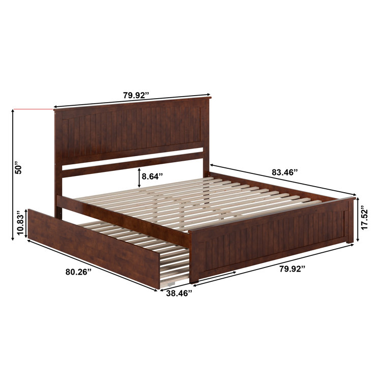 Nantucket Walnut King Wood Platform Bed with Headboard