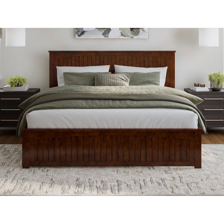 Nantucket Walnut King Wood Platform Bed with Headboard