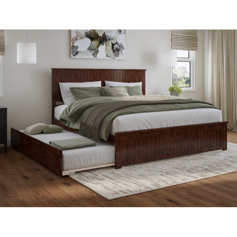 Nantucket Walnut King Wood Platform Bed with Headboard