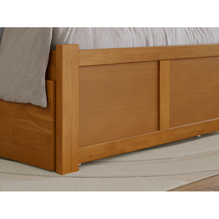 Light Toffee Twin XL Wood Platform Bed with Storage Drawers
