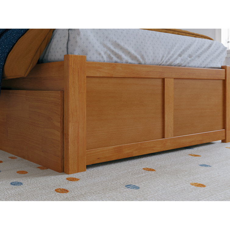 Light Toffee Twin Wood Platform Bed with Storage Drawers