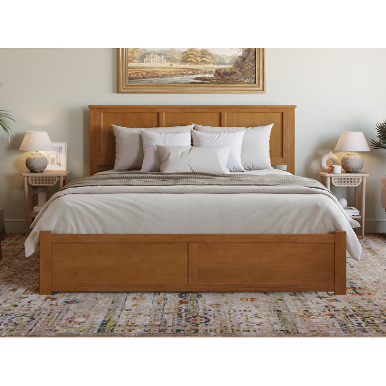 Madison King Light Toffee Wood Platform Bed with Storage Drawers