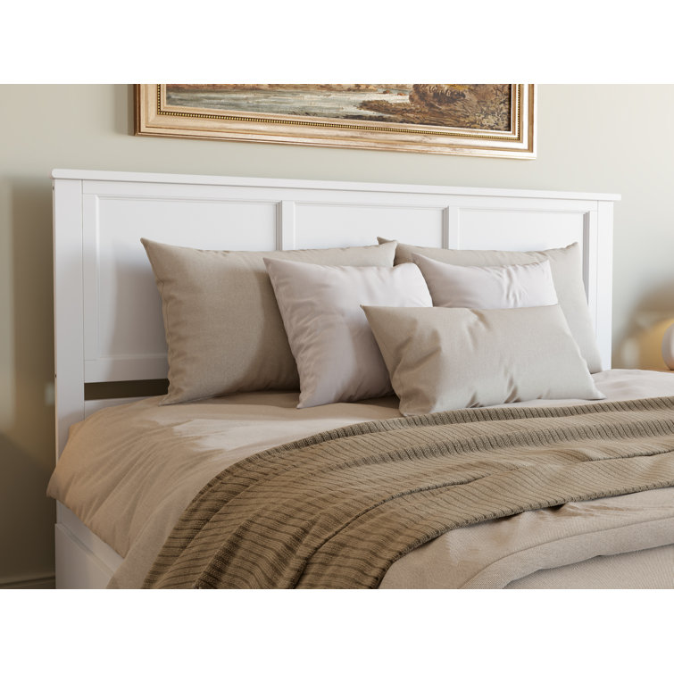 White King Solid Wood Platform Bed with Storage Drawers