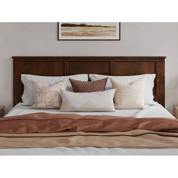 Walnut King Wood Platform Bed with Storage Drawers and Headboard