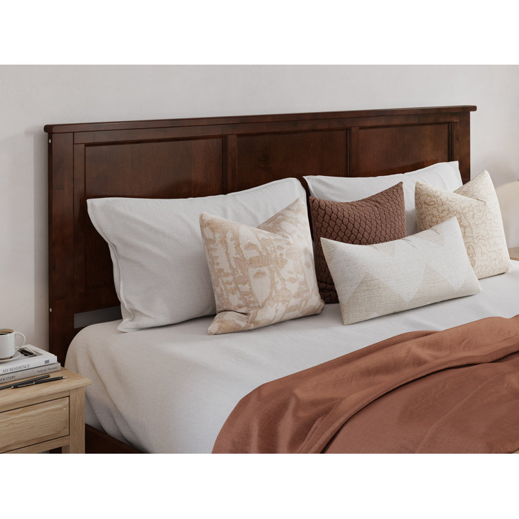 Walnut King Wood Platform Bed with Storage Drawers and Headboard
