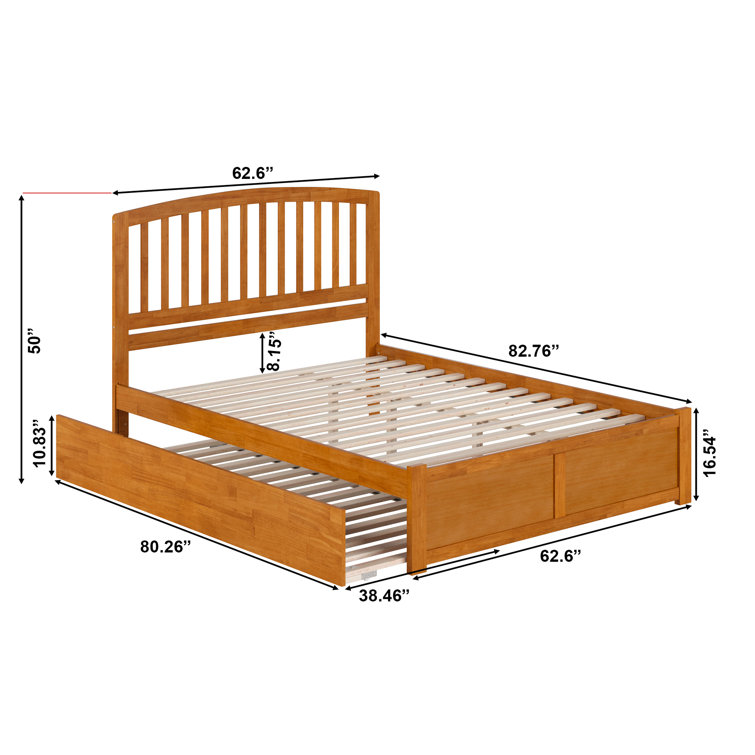 Light Toffee Queen Wood Platform Bed with Slatted Headboard