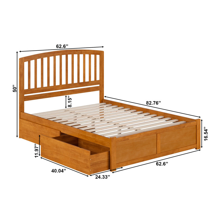Light Toffee Queen Wood Platform Bed with Storage Drawers