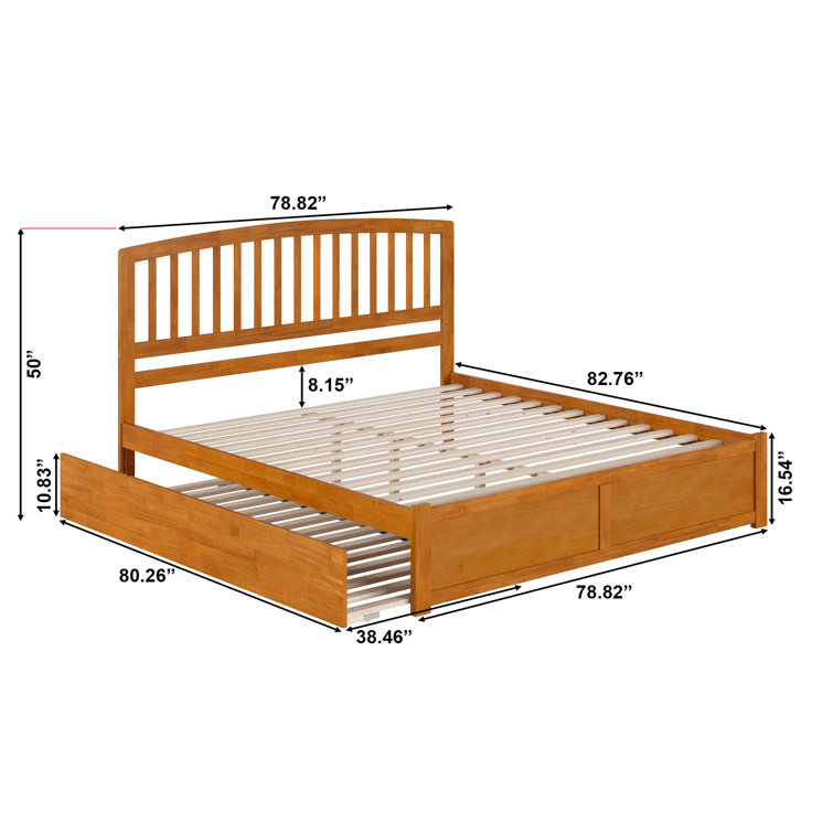 Light Toffee King Wood Platform Bed with Slats and Headboard