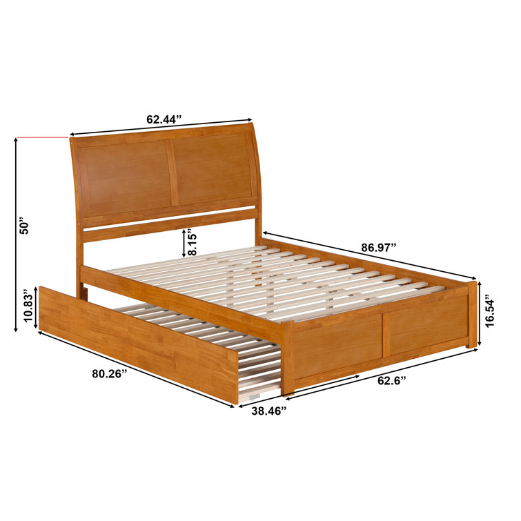 Light Toffee Queen Wood Platform Bed with Trundle and Headboard