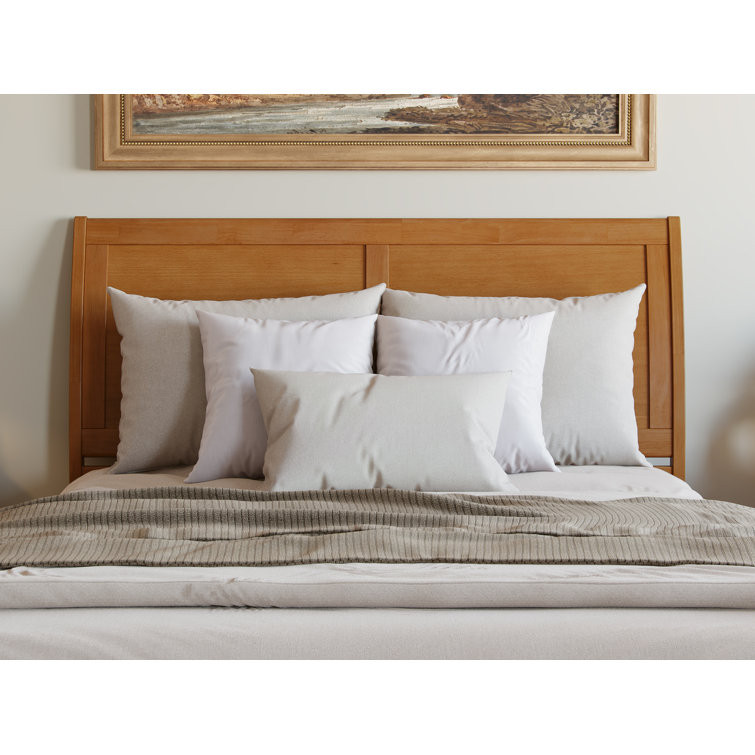 Light Toffee Queen Wood Platform Bed with Trundle and Headboard