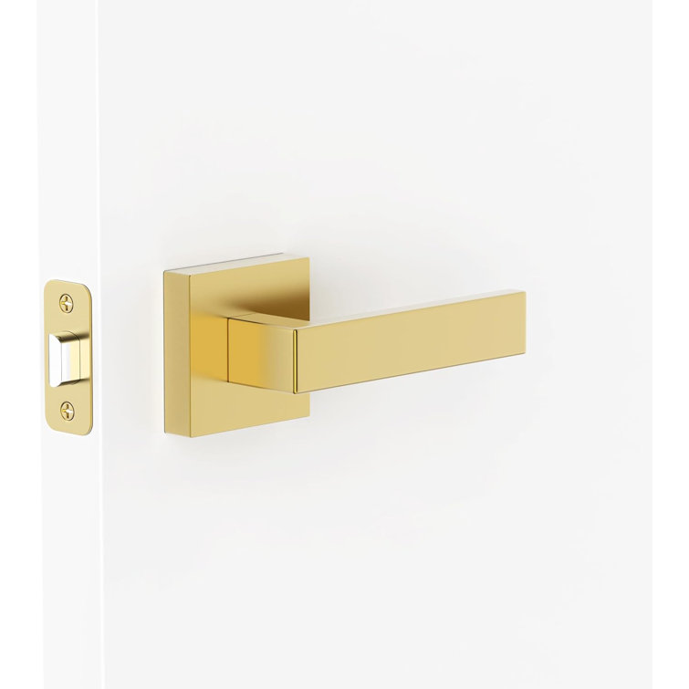 Satin Brass Stainless Steel Passage Lever Door Handle Set
