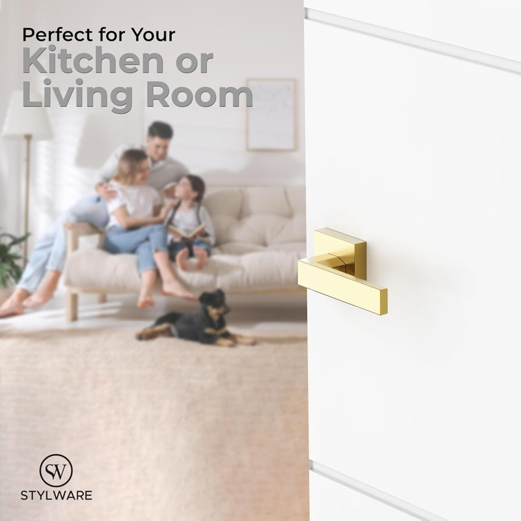 Satin Brass Stainless Steel Passage Lever Door Handle Set