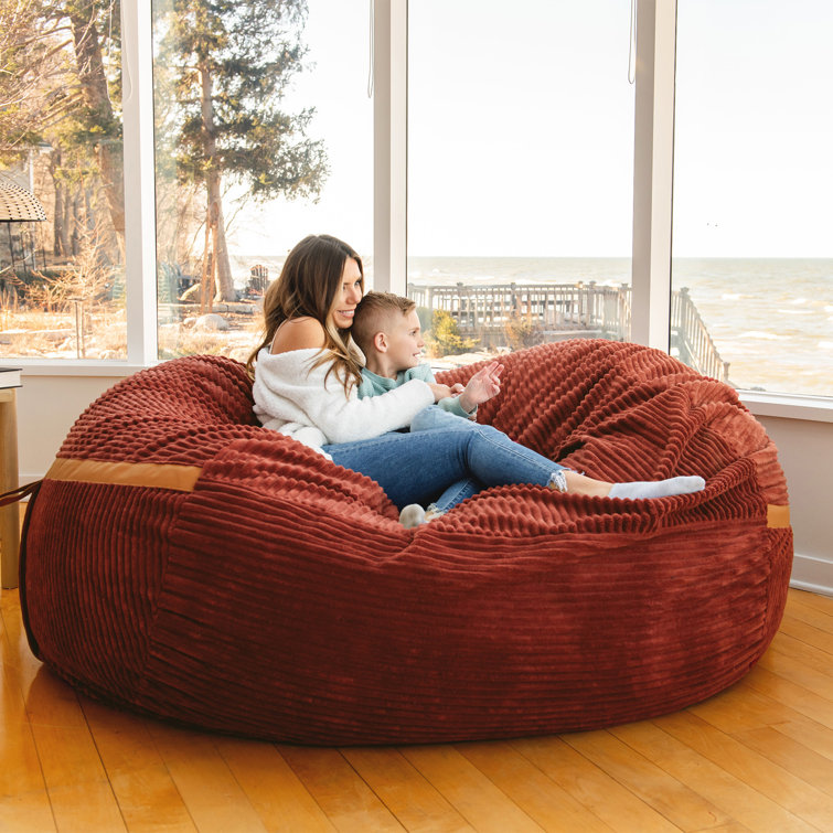 XXL Deep Terracotta Corduroy Bean Bag Chair with Removable Cover