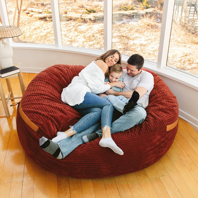 XXL Deep Terracotta Corduroy Bean Bag Chair with Removable Cover
