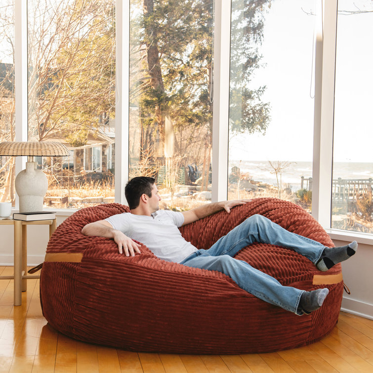 XXL Deep Terracotta Corduroy Bean Bag Chair with Removable Cover