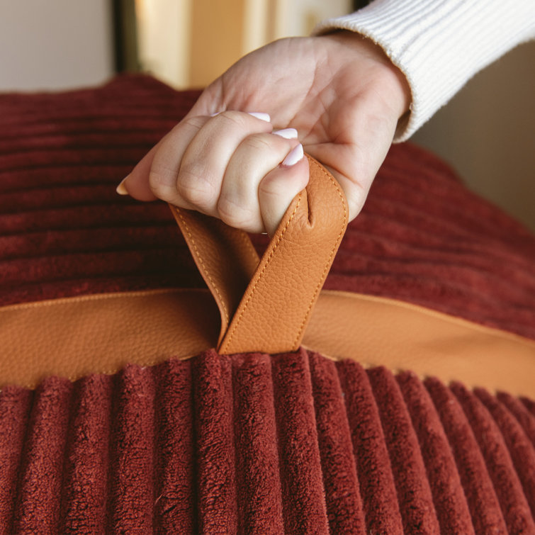 Deep Terracotta Corduroy XL Bean Bag Chair with Removable Cover