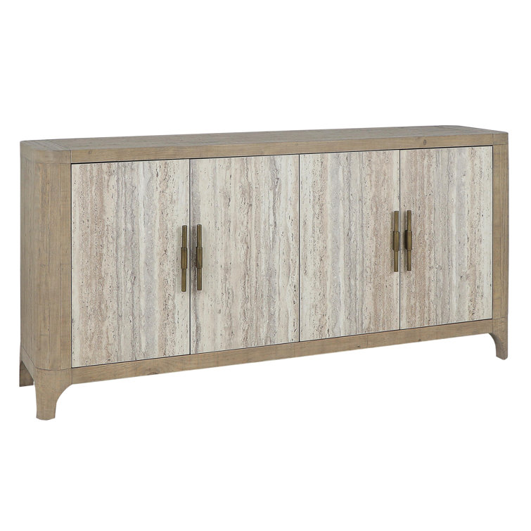 72" Brown Reclaimed Wood and Concrete Sideboard Buffet