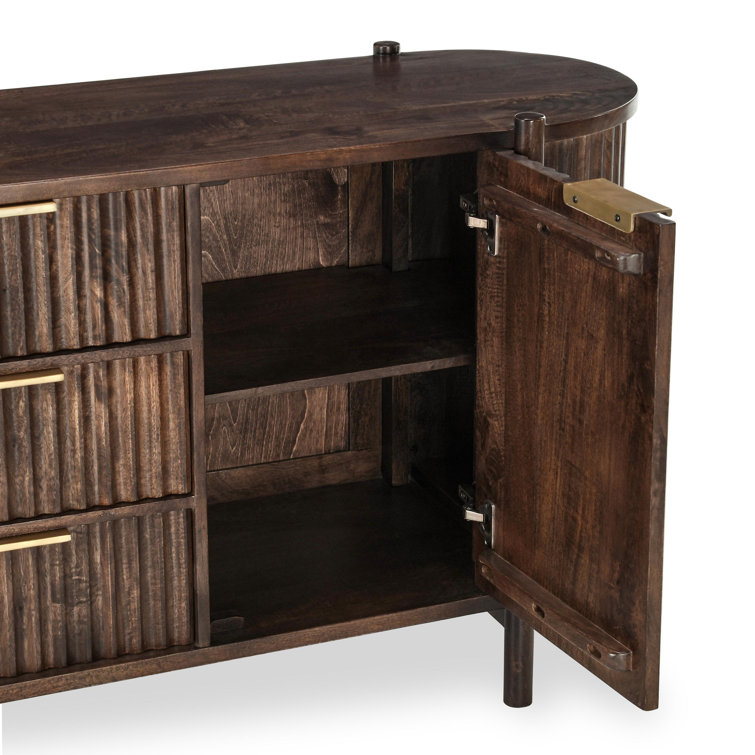 Redford 73" Dark Brown Mango Wood Mid-Century Modern Buffet Sideboard