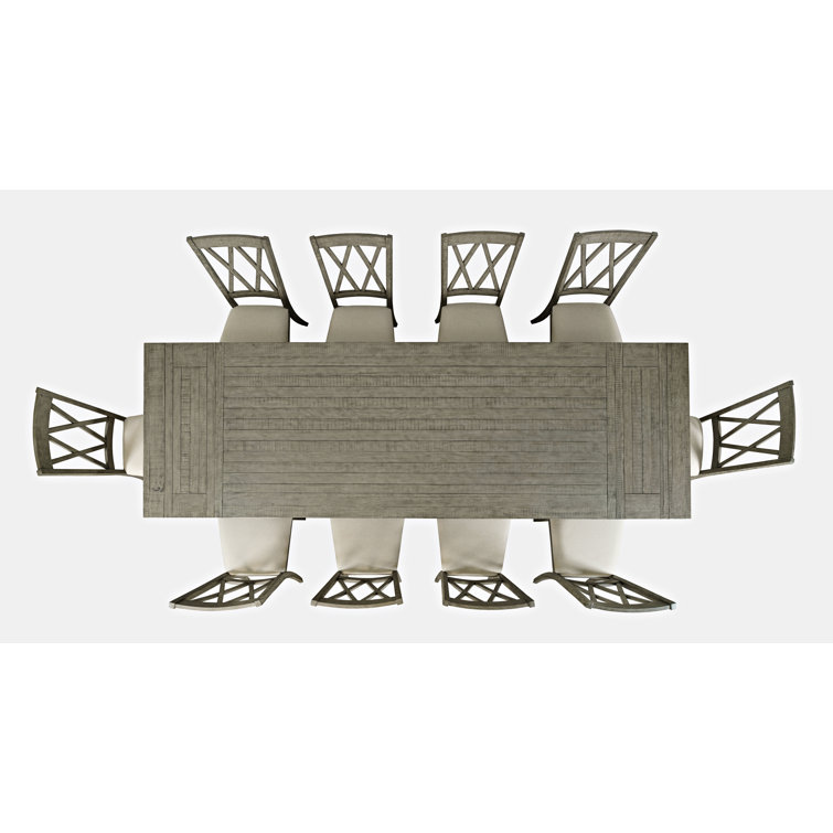 Gray Pine Extendable Trestle Dining Set with 8 Chairs