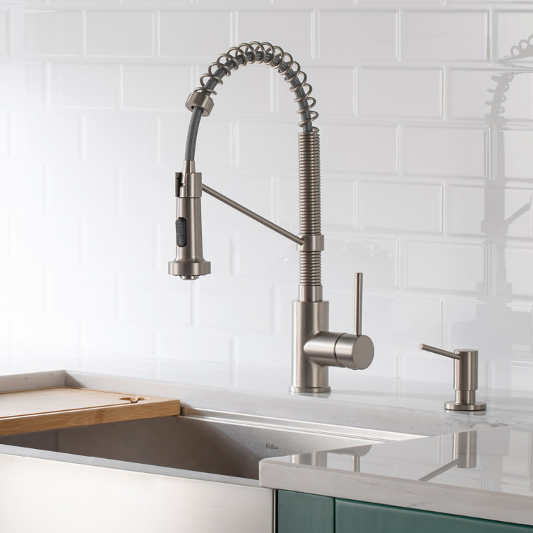 Chrome Commercial Style Pull-Down Kitchen Faucet with Drinking Water Dispenser