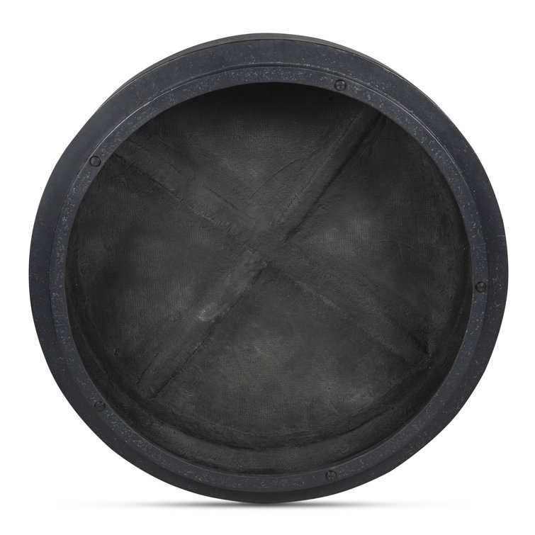 Yureni 48" Black Concrete Outdoor Round Coffee Table