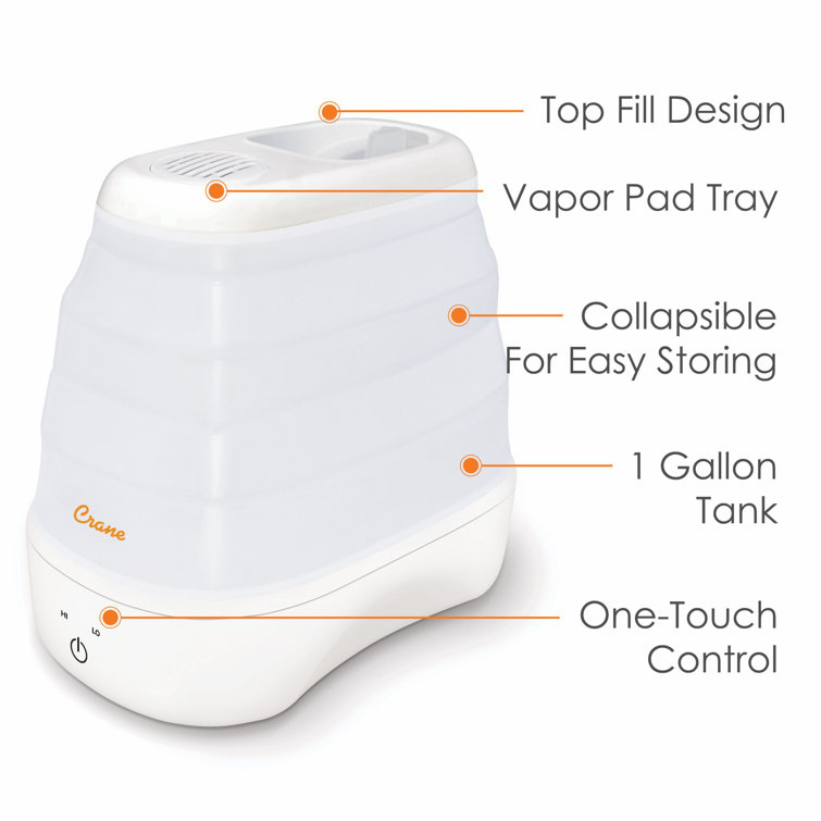 White Collapsible Warm Mist Humidifier for Medium Rooms