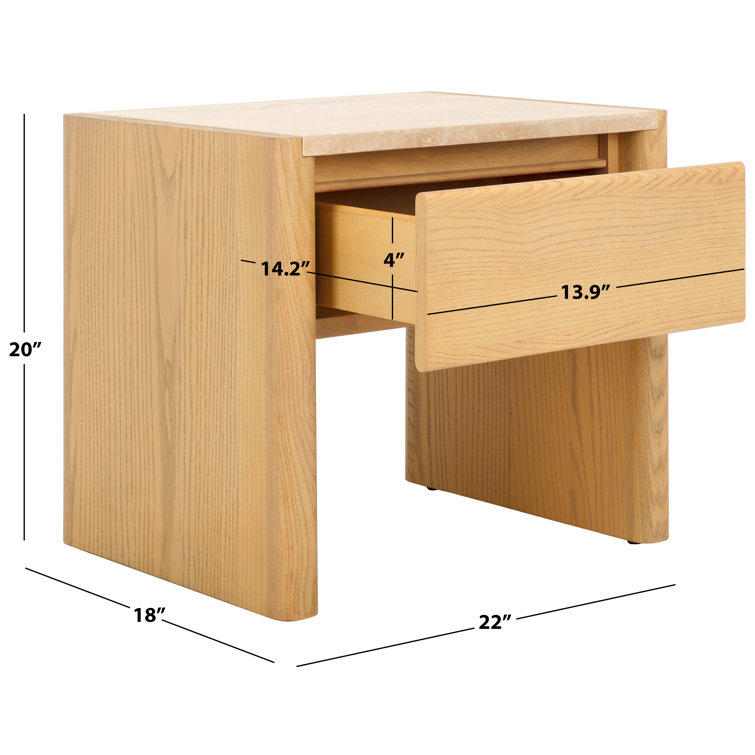 Granita Beige Stone Top 1-Drawer Nightstand